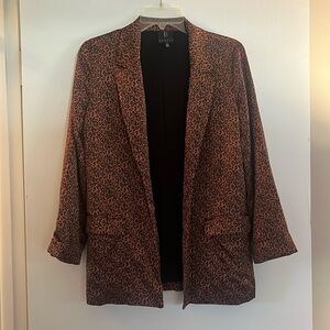 B by Bobeau Leopard Satin Blazer
